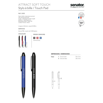 3335  Stylo à bille soft touch pad NAUTIC