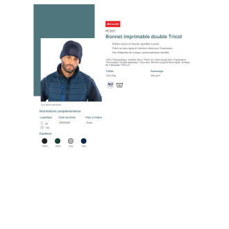 Bonnet imprimable double Tricot  RC027