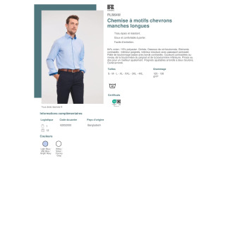 Chemise à motifs chevrons manches longues  RU964M