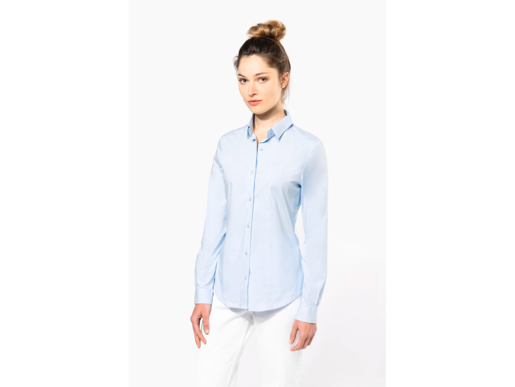 Chemise coton / élasthanne manches longues femme - K530