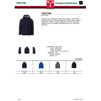 Doudoune capuche manches longues  FREETIME