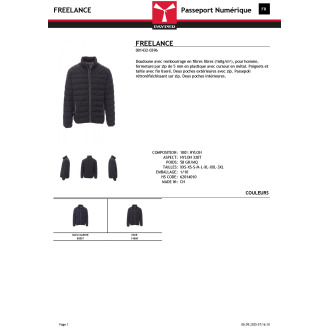 FREELANCE  Doudoune légère capuche manches longues