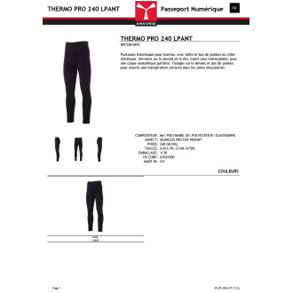Homme  THERMO PRO LPANT 240