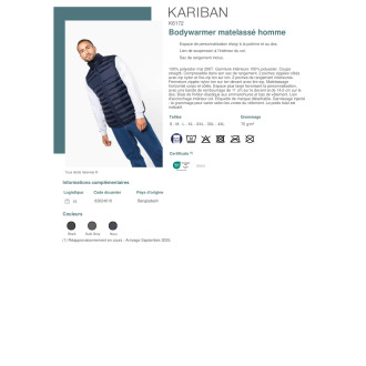 IB6172  Bodywarmer matelassé homme