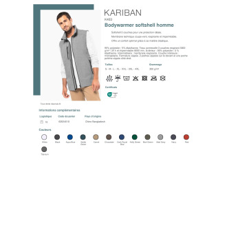 K403  Bodywarmer softshell homme