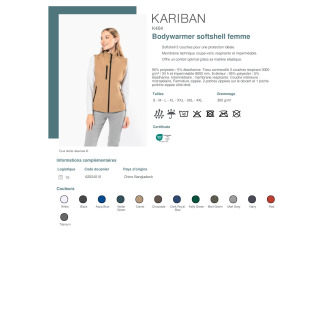 K404  Bodywarmer softshell femme