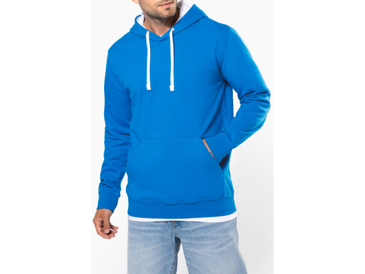 K446 - Sweat-shirt capuche contrast&eacute;e homme