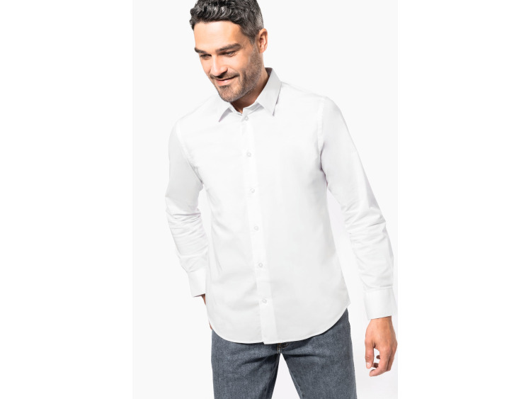 K529 - Chemise coton / &eacute;lasthanne manches longues homme