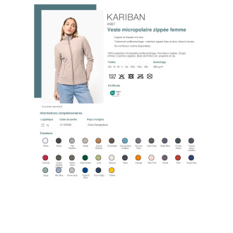 K907  Veste micropolaire zippée femme