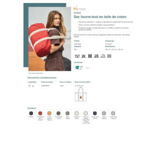 KI0632  Sac fourretout en toile de coton