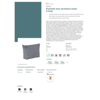 KI5706  Pochette avec fermeture éclair Kloop