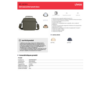 LIVSEP151G  Sacoche lunch box 3 boîtes