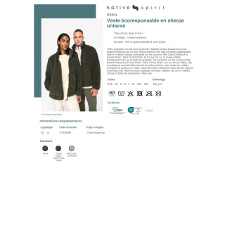 NS604  Veste écoresponsable en sherpa unisexe