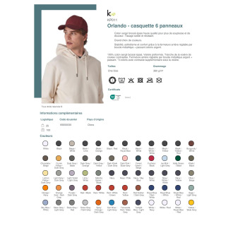 Orlando  casquette 6 panneaux  KP011