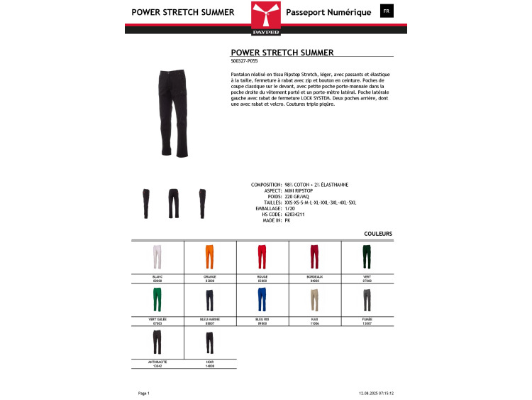 Pantalon cargo confort - POWER STRECH SUMMER