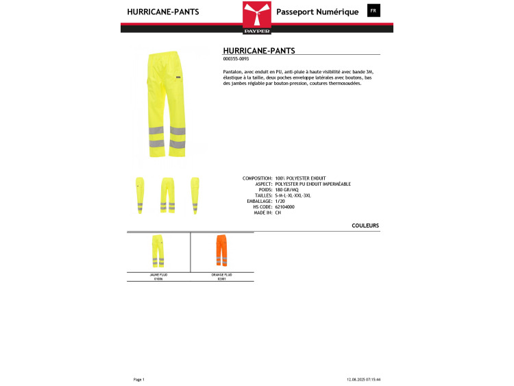 Pantalon de pluie réfléchissant - HURICANE-PANTS