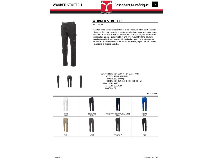 Pantalon élastique - WORKER STRECH