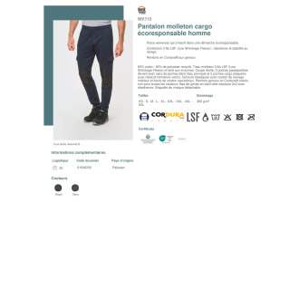 Pantalon molleton cargo écoresponsable homme  WK710