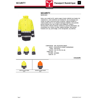 Parka 4 en 1 réfléchissant  SECURITY