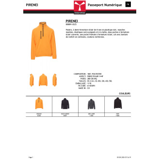 PIRENEI  Polaire demi zip
