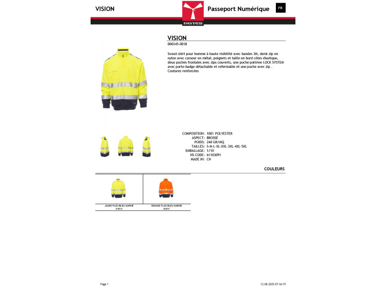 Polaire demi zip réfléchissant - VISION