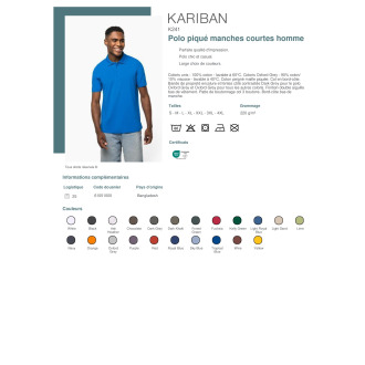 Polo piqué manches courtes homme  K241