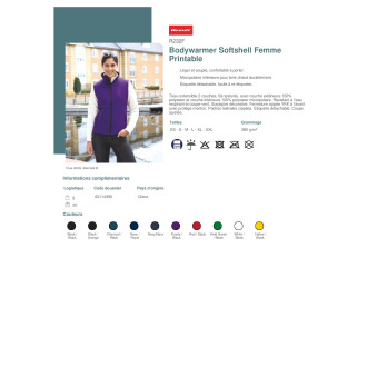 R232F  Bodywarmer Softshell Femme Printable