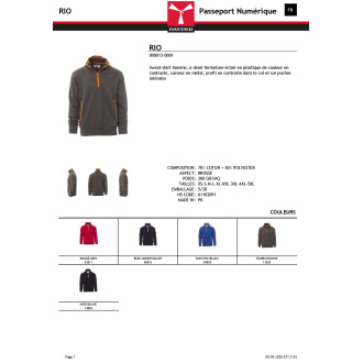 RIO  Sweatshirt demi zip éclair plastique