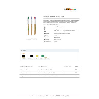 Stylobille BIC® 4 Couleurs Wood Style  1061