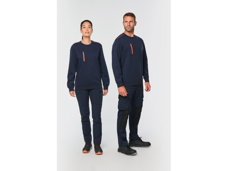 Sweat-shirt Day To Day zip poche contrastée unisexe - WK403
