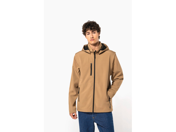 TTK422 - Veste Softshell 3 couches &agrave; capuche avec manches amovibles unisexe