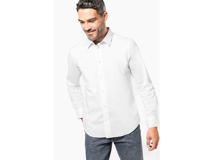 TTK529  Chemise coton  élasthanne manches longues homme