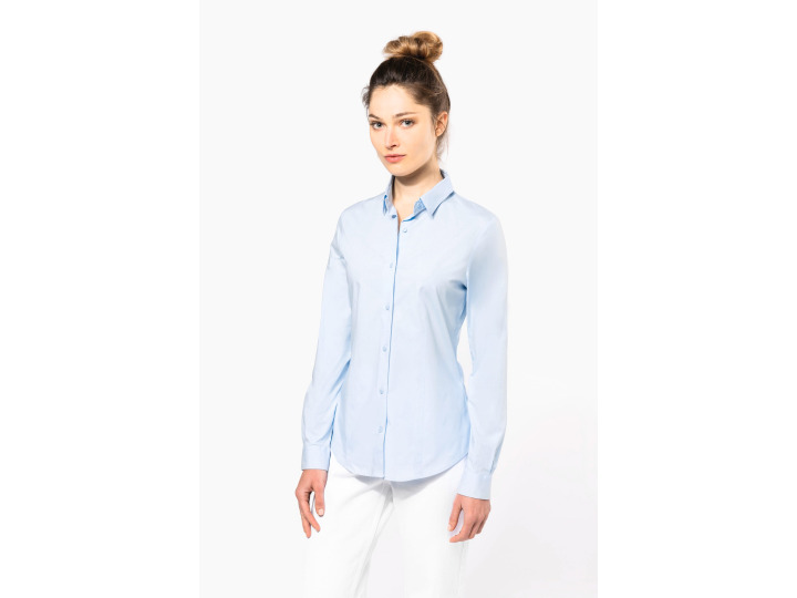 TTK530  Chemise coton  élasthanne manches longues femme