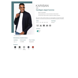 TTK961  Cardigan zippé homme