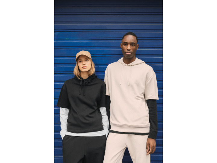 TTNS406  Sweatshirt écoresponsable à capuche à épaules tombantes manches courtes French Terry unisexe