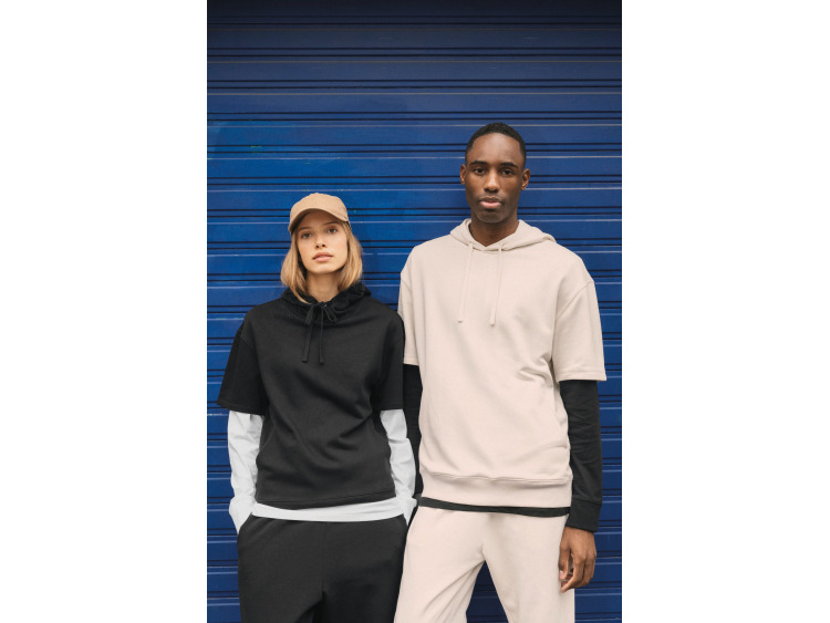 TTNS406 - Sweat-shirt écoresponsable à capuche à épaules tombantes manches courtes French Terry unisexe