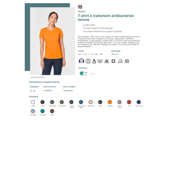 TTWK307  Tshirt à traitement antibactérien femme