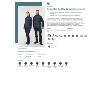 TTWK6147  Veste Day To Day bimatière unisexe
