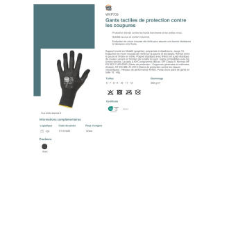 TTWKP709  Gants tactiles de protection contre les coupures