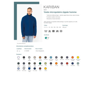 Veste micropolaire zippée homme  K911