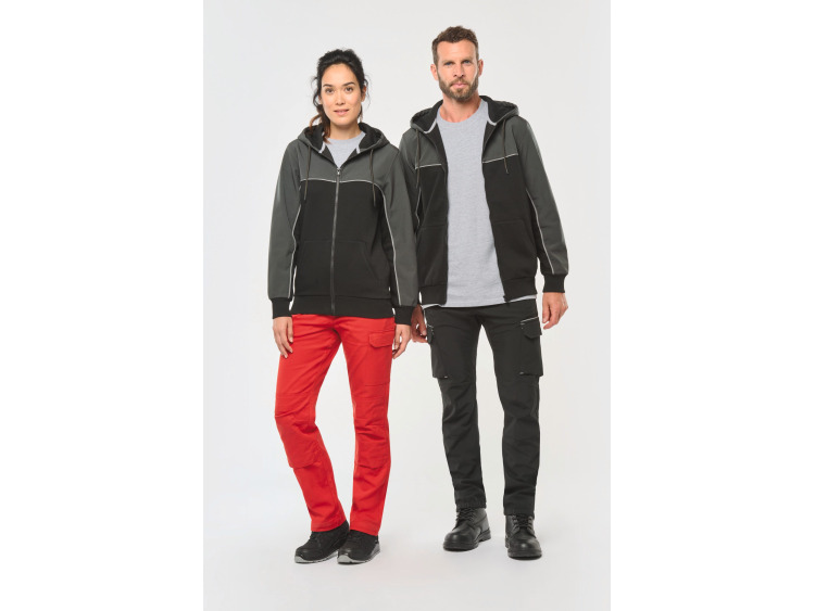 Veste molleton bicolore zippée à capuche écoresponsable unisexe - WK410