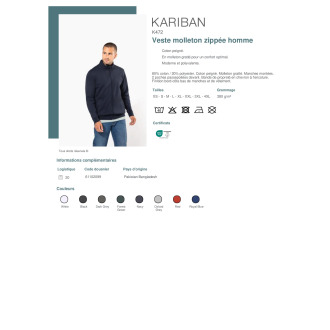 Veste molleton zippée homme  K472