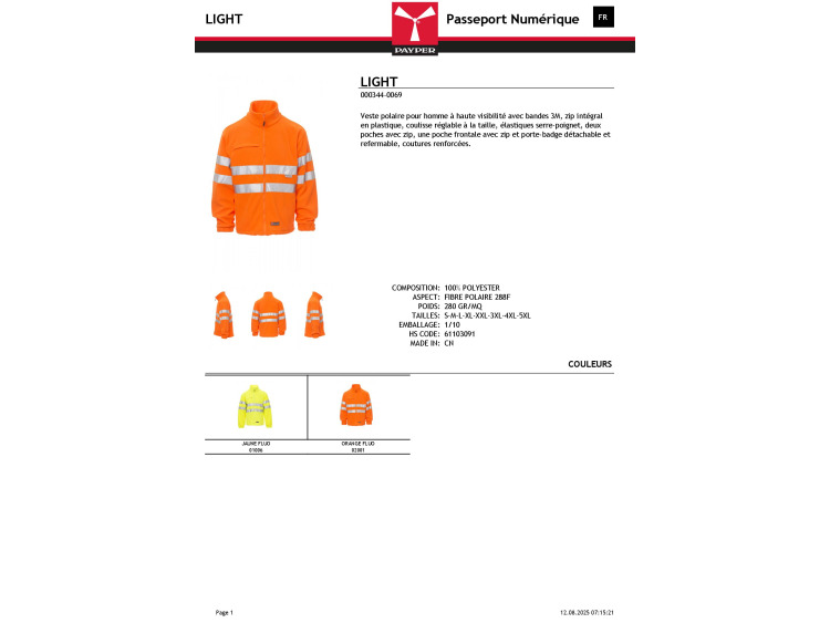 Veste polaire réfléchissant - LIGHT