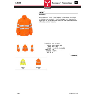 Veste polaire réfléchissant  LIGHT