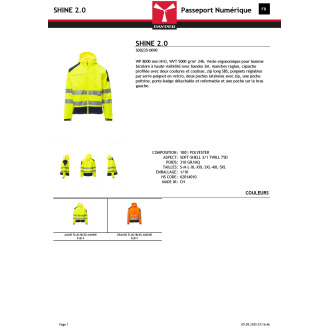 Veste softshell réfléchissant  SHINE 20