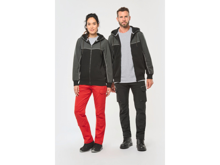 WK410  Veste molleton bicolore zippée à capuche écoresponsable unisexe
