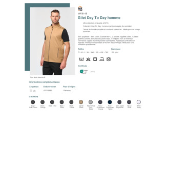WK6148  Gilet Day To Day homme