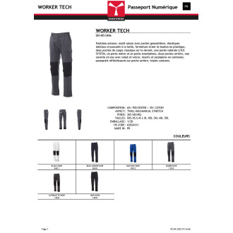 WORKER TECH  Pantalon multi saison  genouillères
