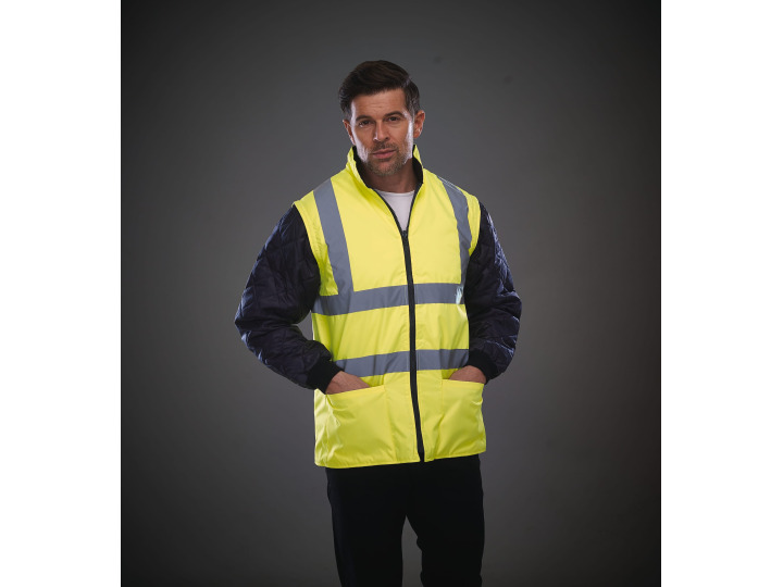 YHV008SL  Veste matelassée haute visibilité avec manches détachables